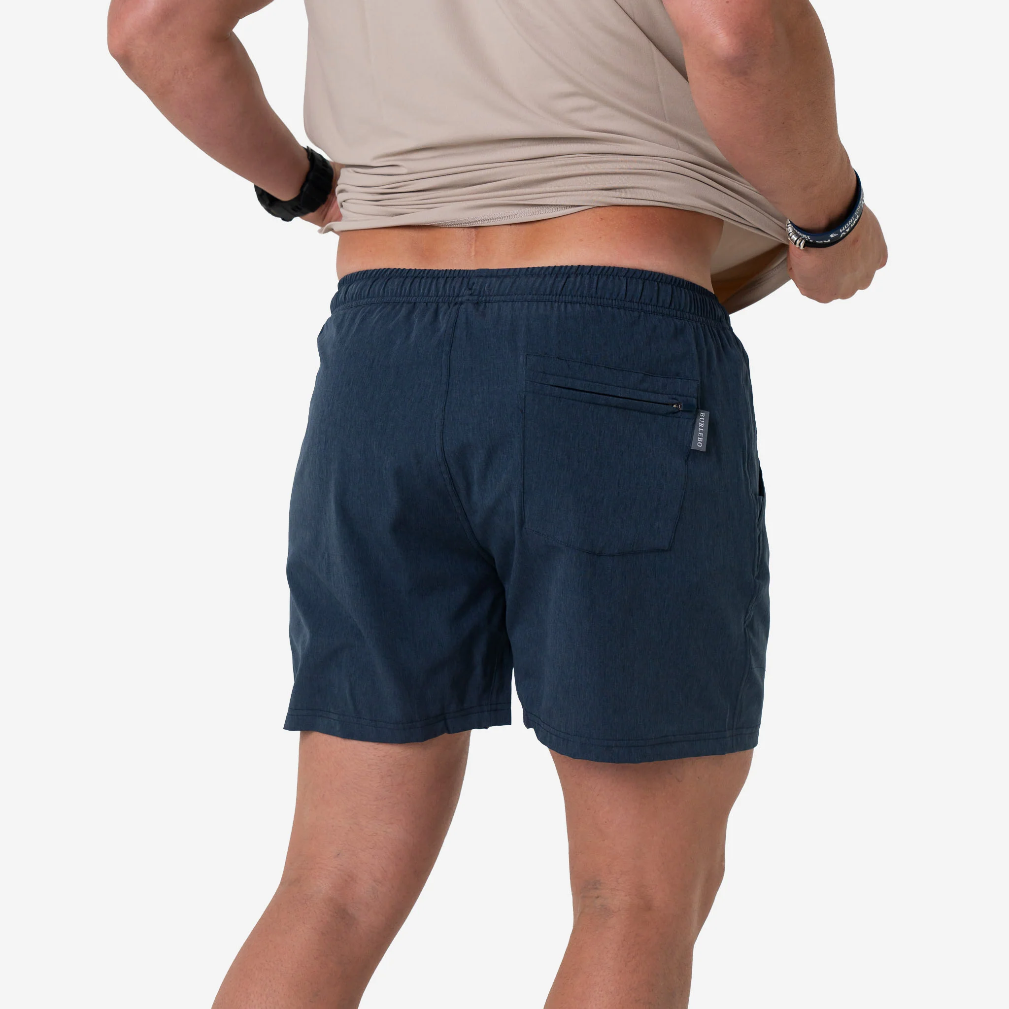 Athletic Short - Heather Navy - American Flag Liner - Image 4