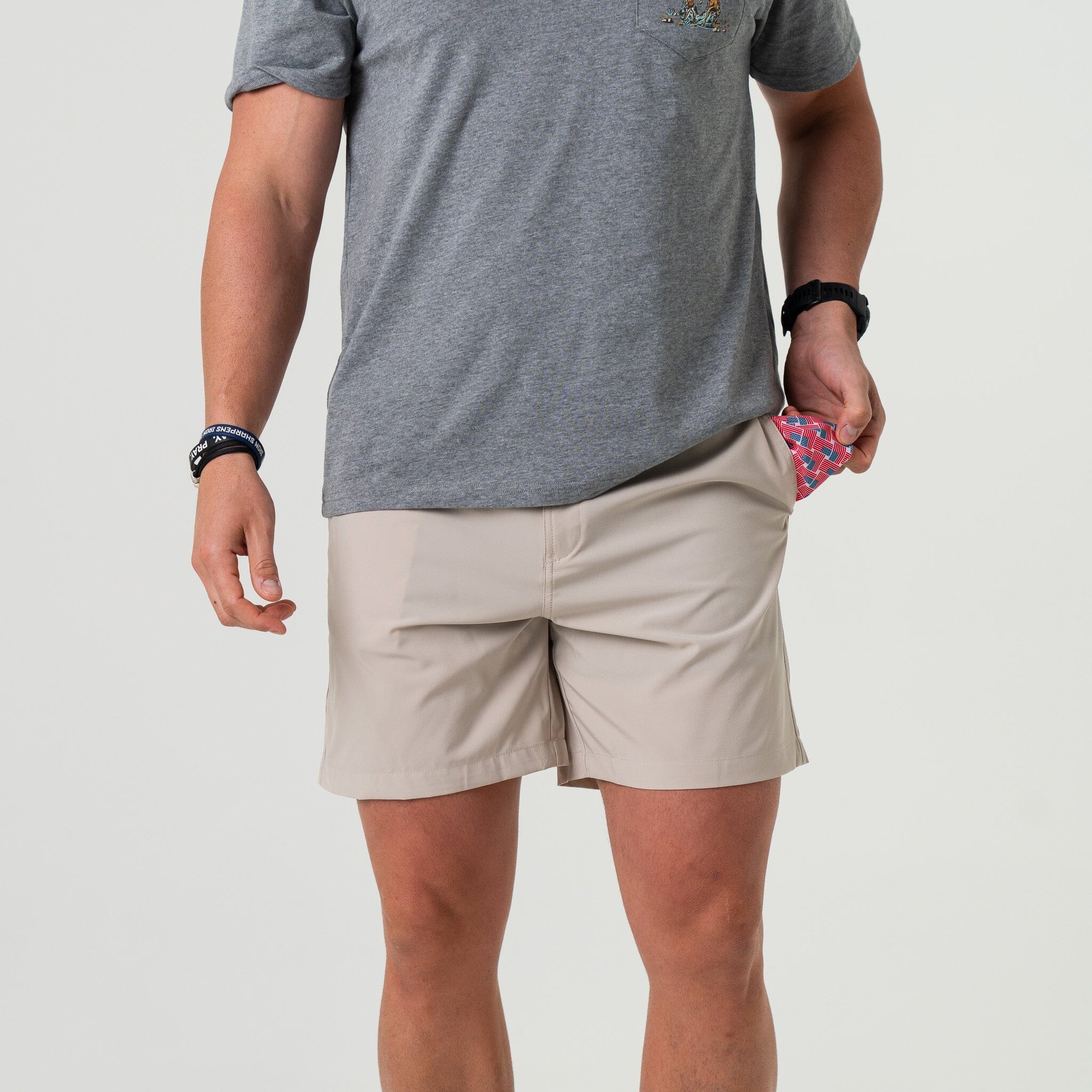 Everyday Short - Light Khaki - American Flag Pocket - Image 3
