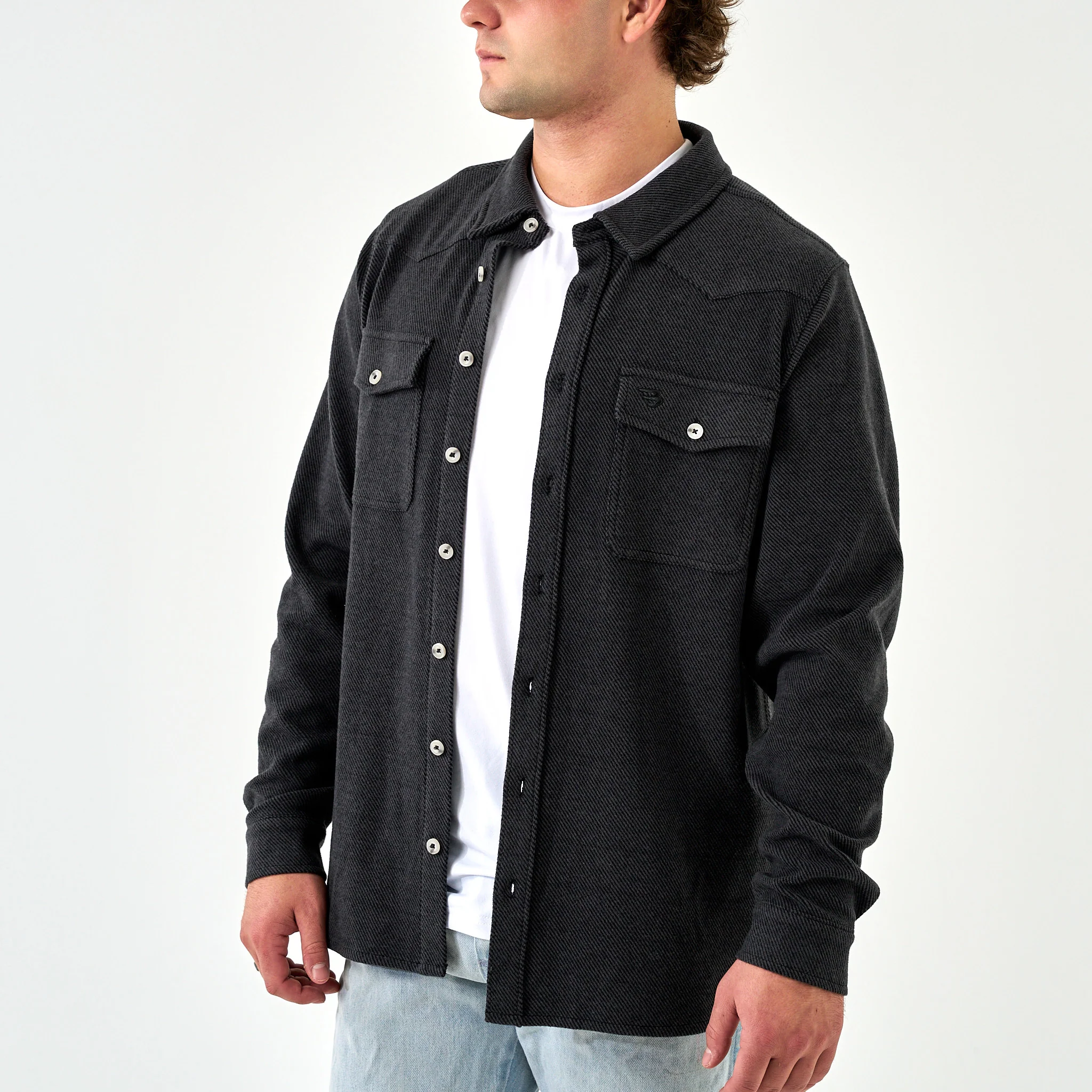 Long Sleeve -  Austin Shirt - Heather Black - Image 3