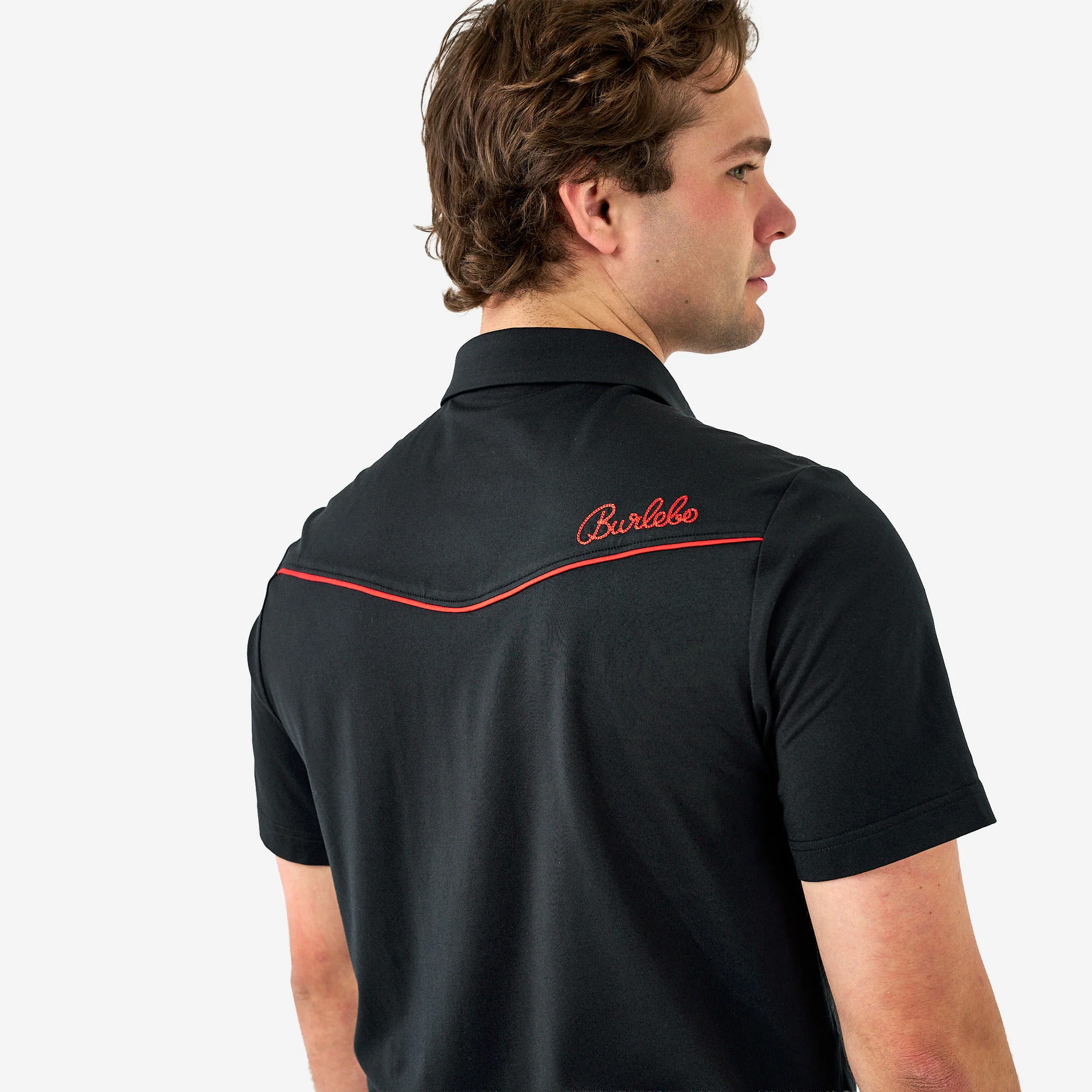 Pearl Snap Performance Polo - Black And Red - Image 4