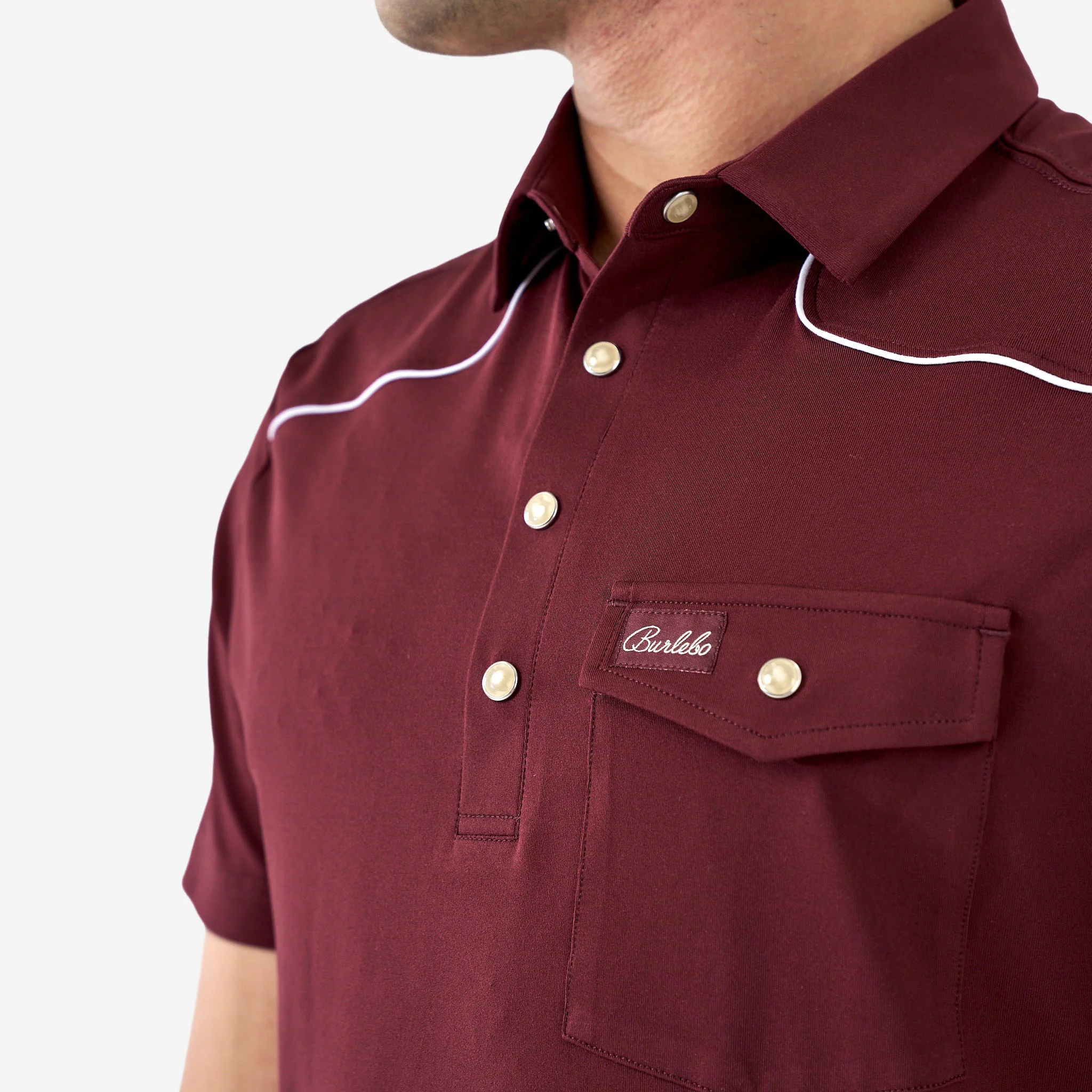 Pearl Snap Performance Polo - Maroon - Image 8