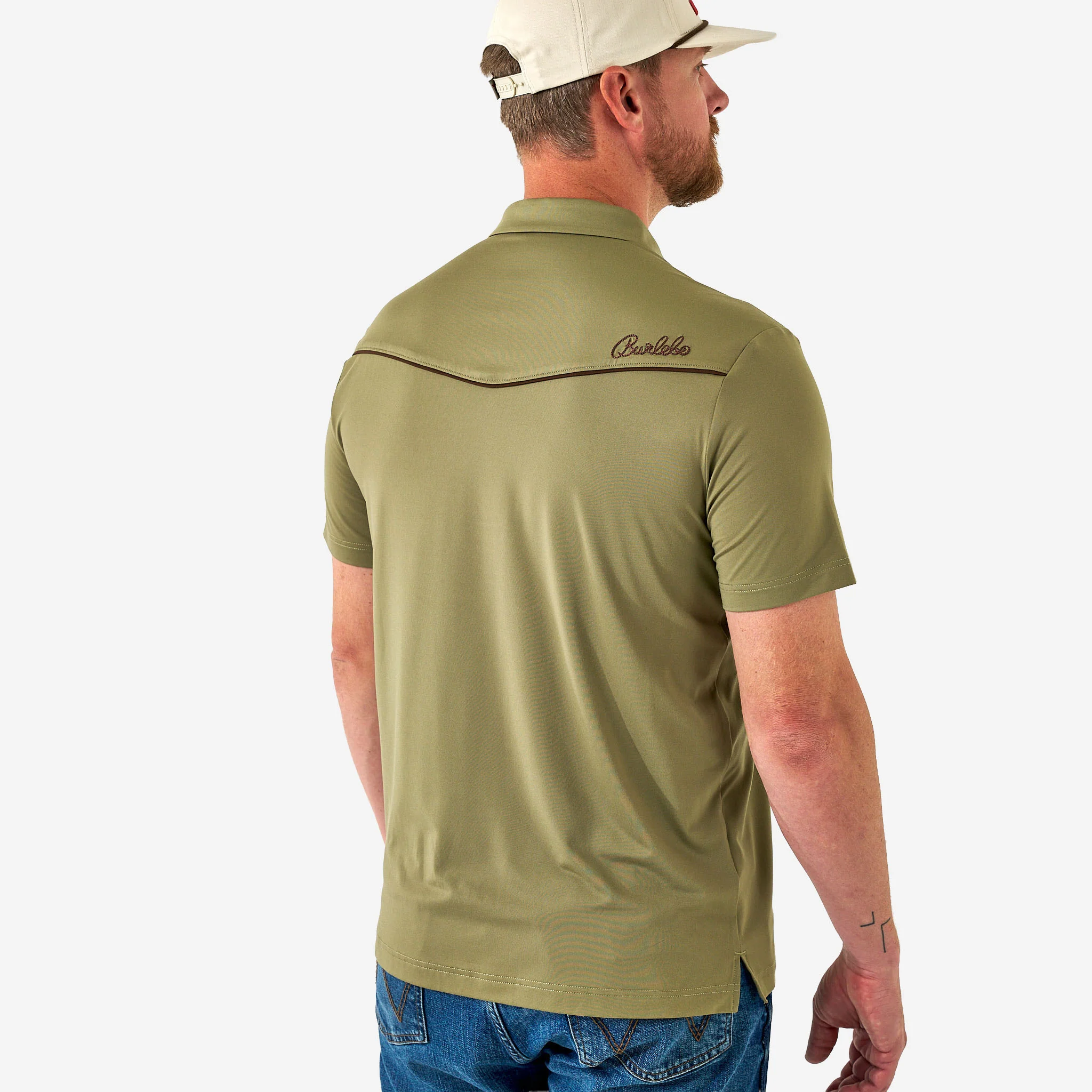 Pearl Snap Performance Polo - Whitetail Deer - Green - Image 6