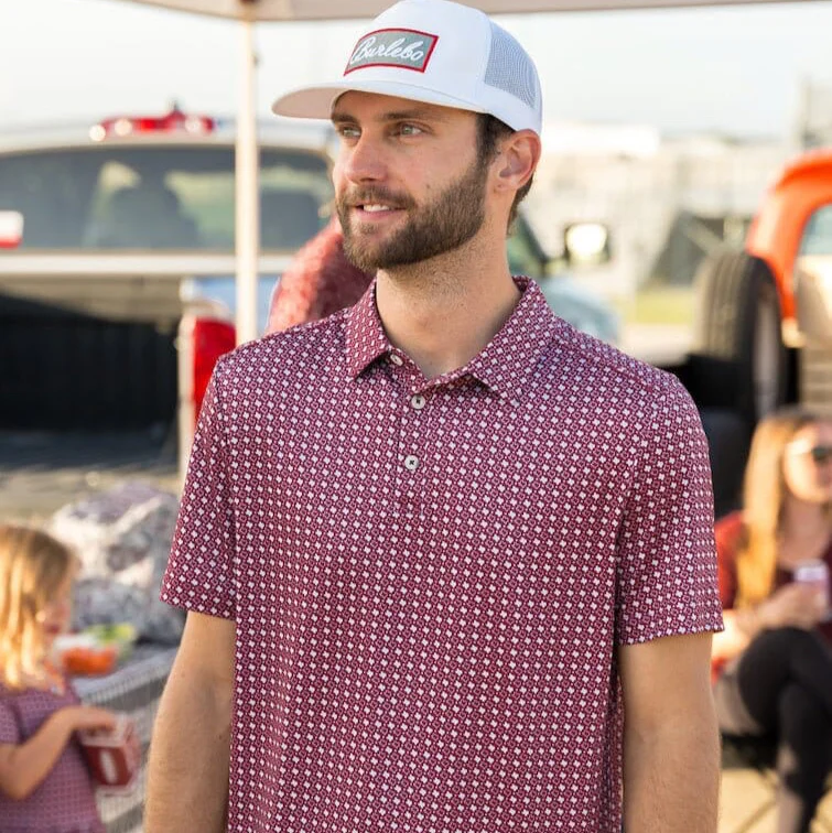 Performance Polo - Texas - Maroon & Grey - Image 7