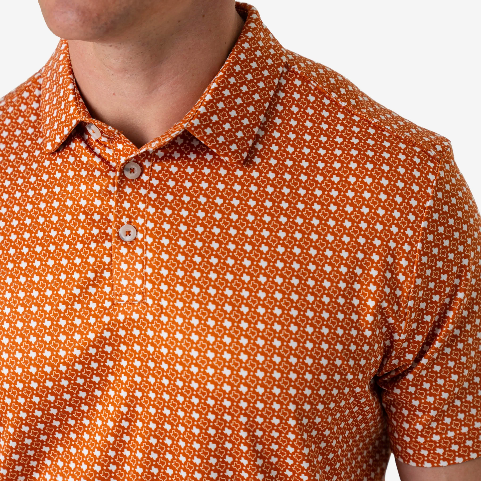 Performance Polo - Texas - Orange & White - Image 3