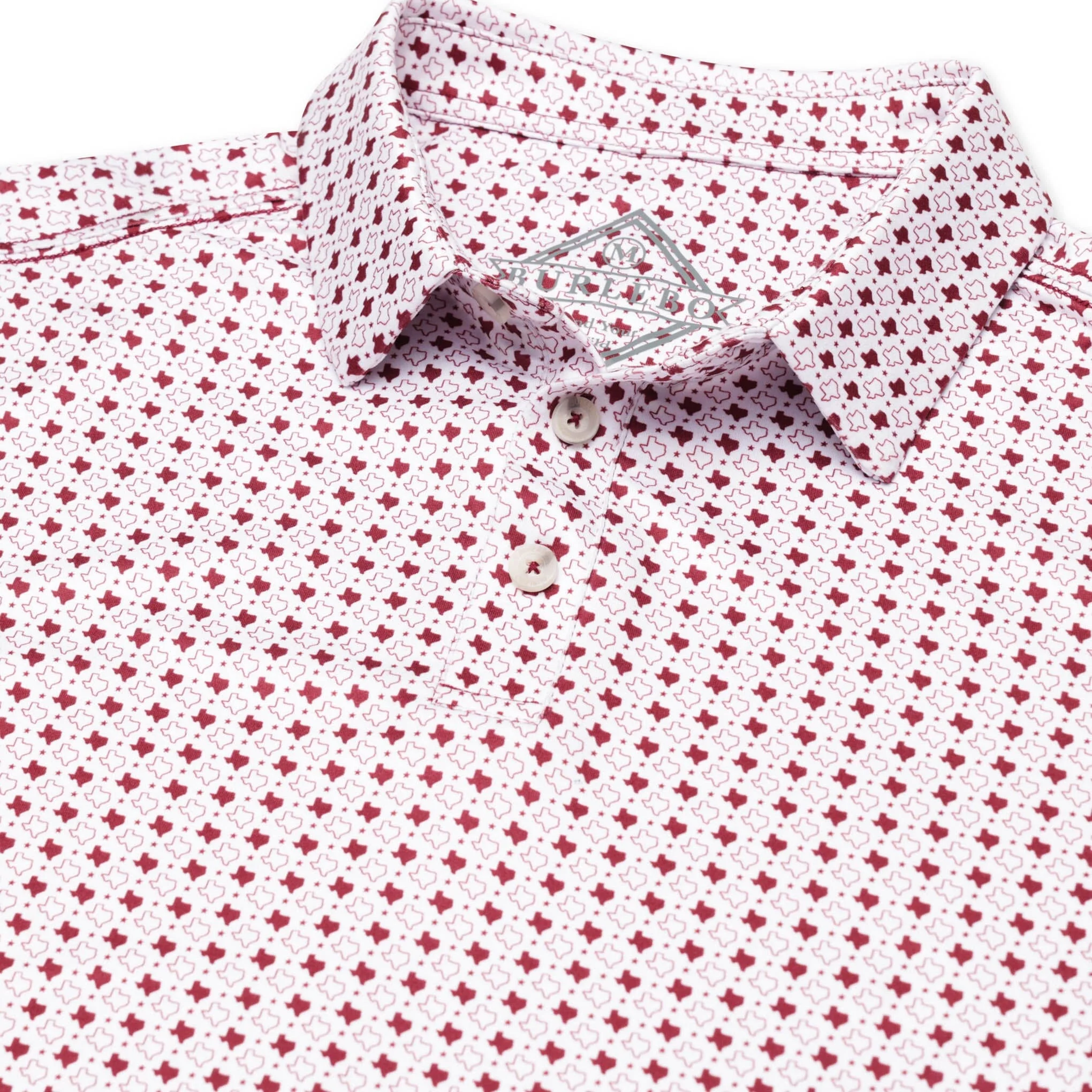 Performance Polo - Texas - White & Maroon - Image 6