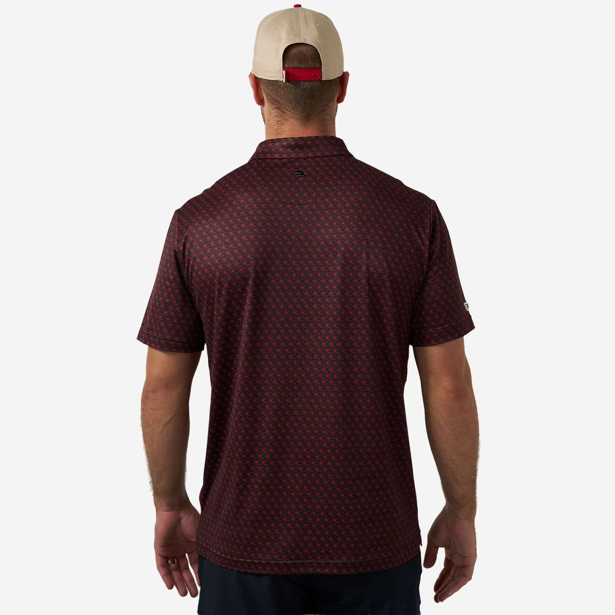 Performance Polo - Vintage Helmets - Black and Red - Image 4