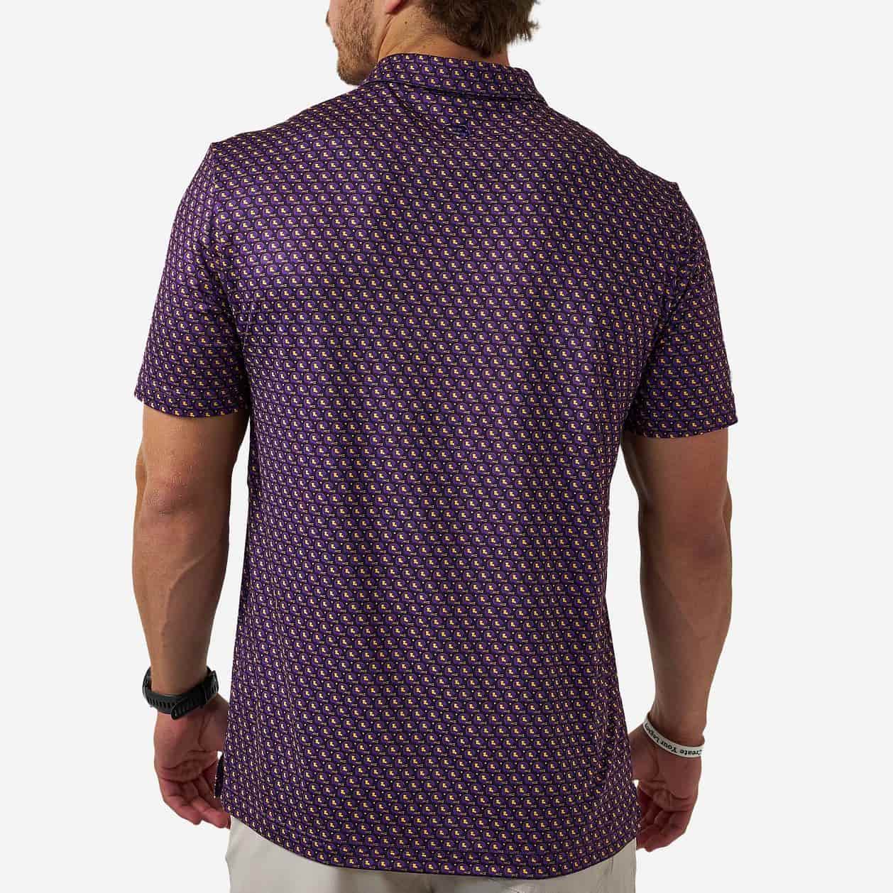 Performance Polo - Vintage Helmets - Purple and Yellow - Image 4
