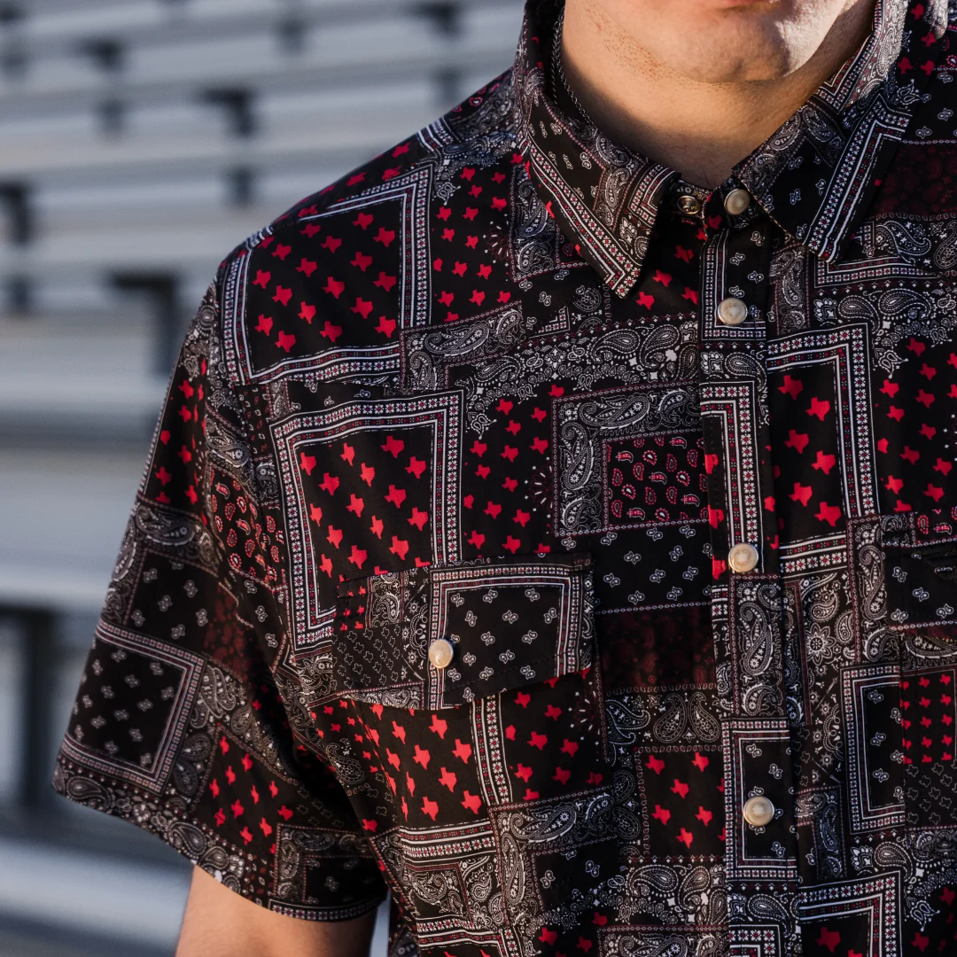 Performance Western Shirt - Texas Paisley - Black and Red - Image 7