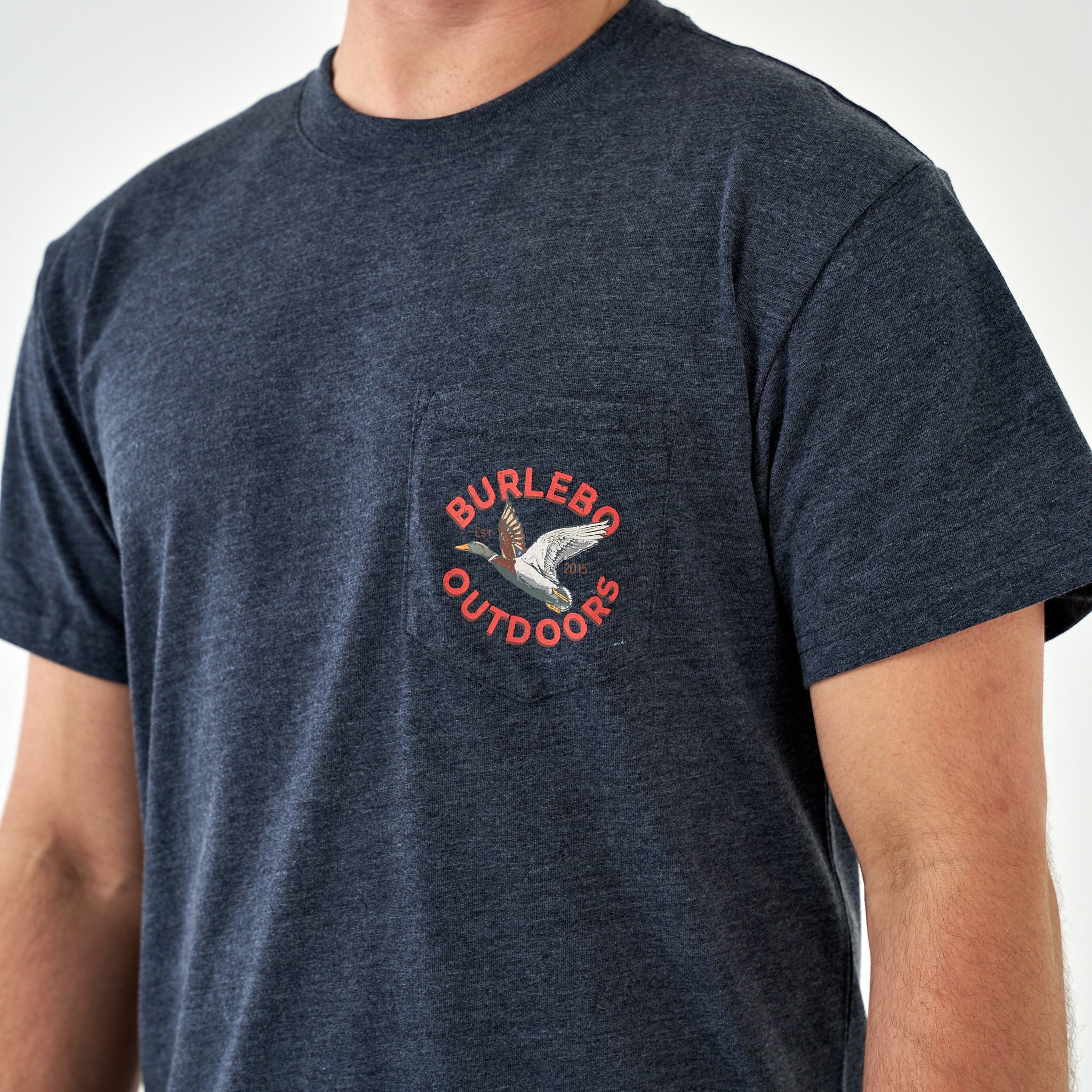 Short Sleeve Tee - Old School Duck Hunt - Heather Navy - Image 4