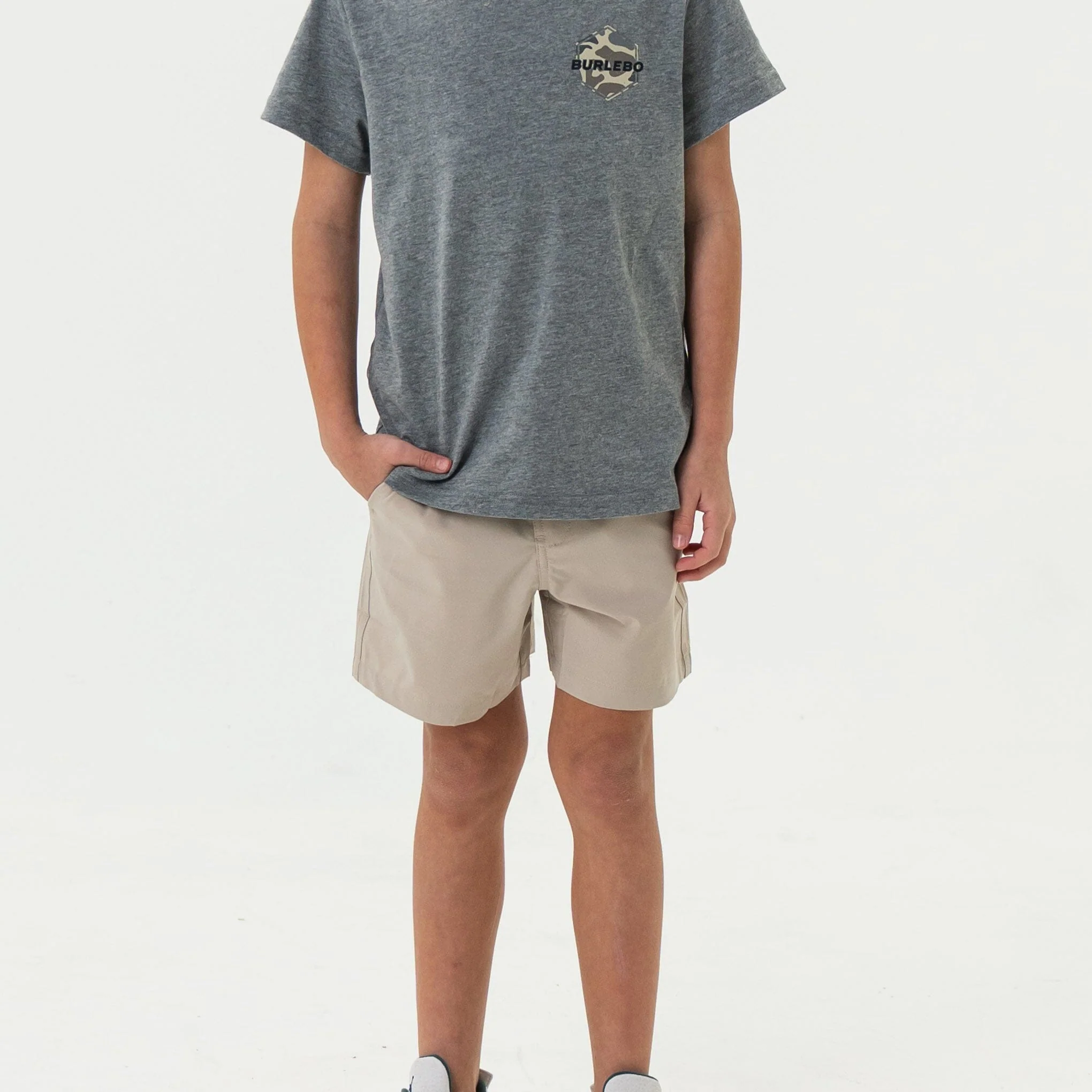 Youth Everyday Short - Light Khaki - American Flag Pocket - Image 3