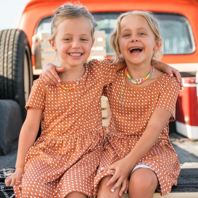 Youth Moxie Dress - Texas - Orange & White - Image 3