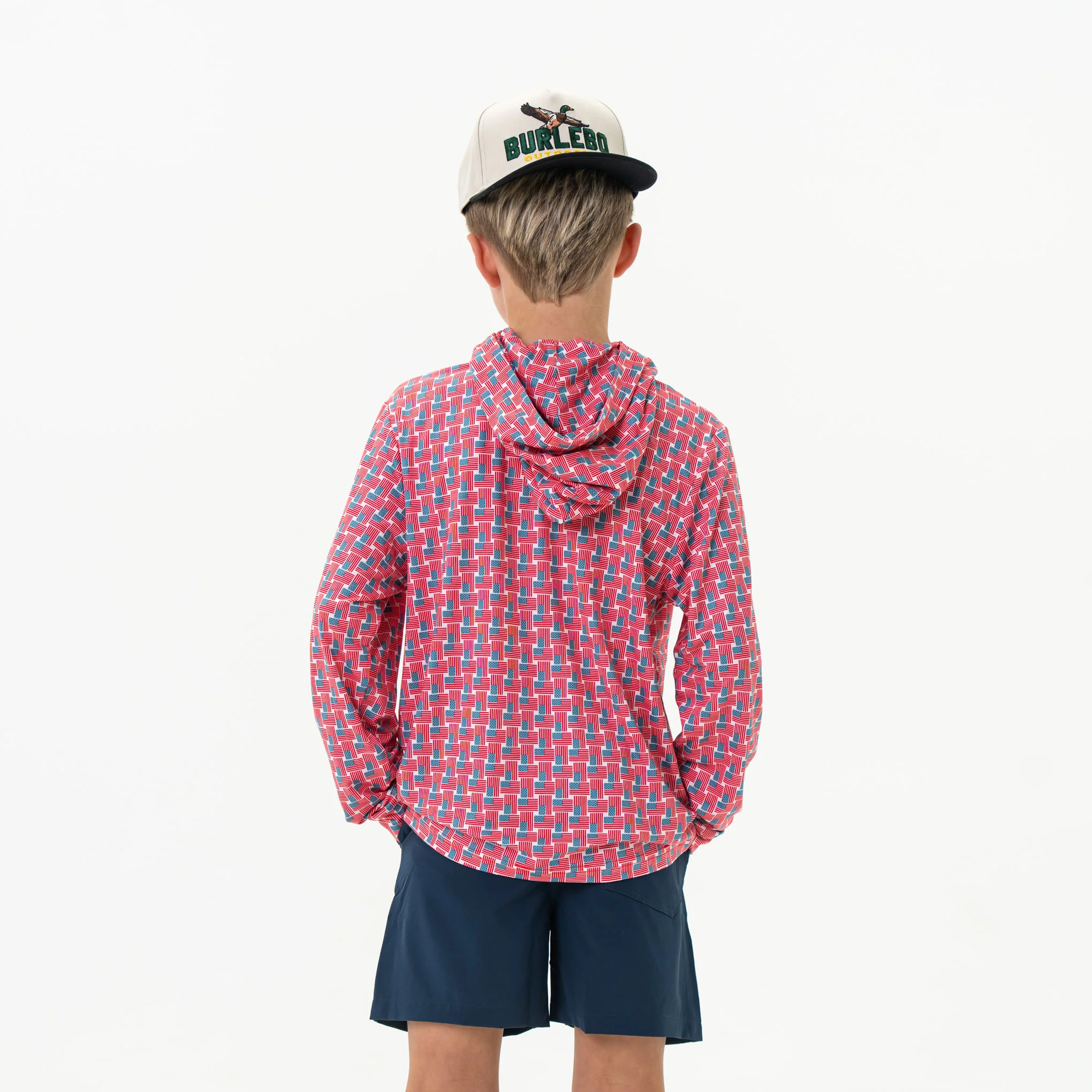 Youth Performance Hoodie - American Flag Print - Image 5