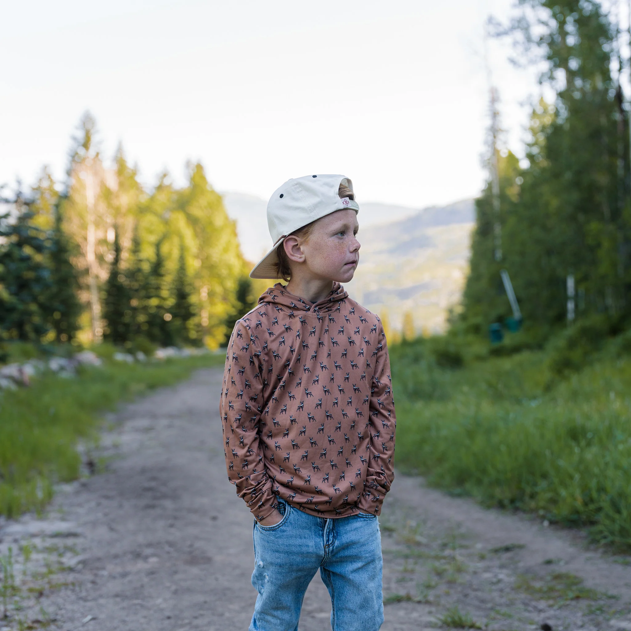 Youth Performance Hoodie - Whitetail Deer - Brown - Image 2
