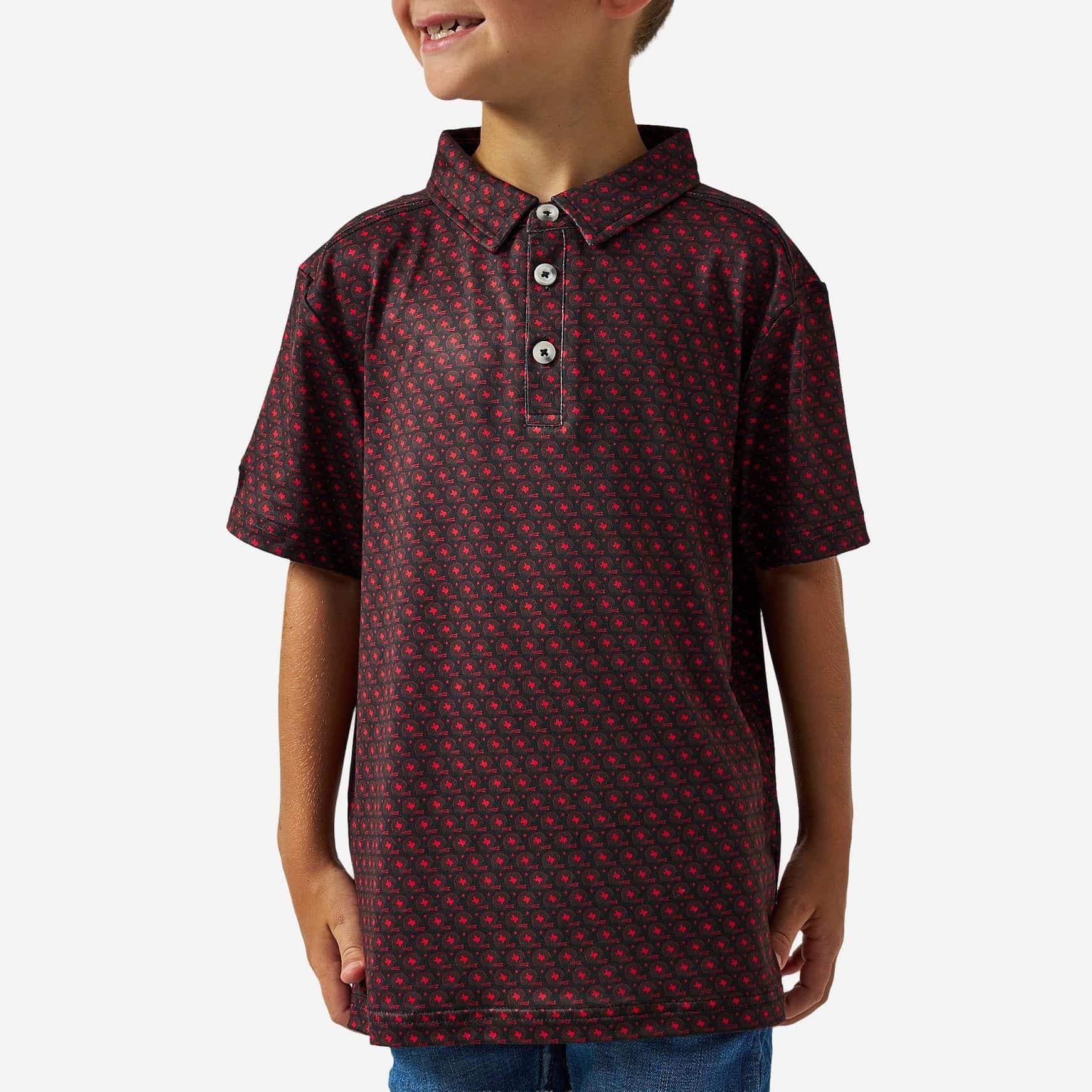 Youth Performance Polo - Vintage Helmets - Black and Red