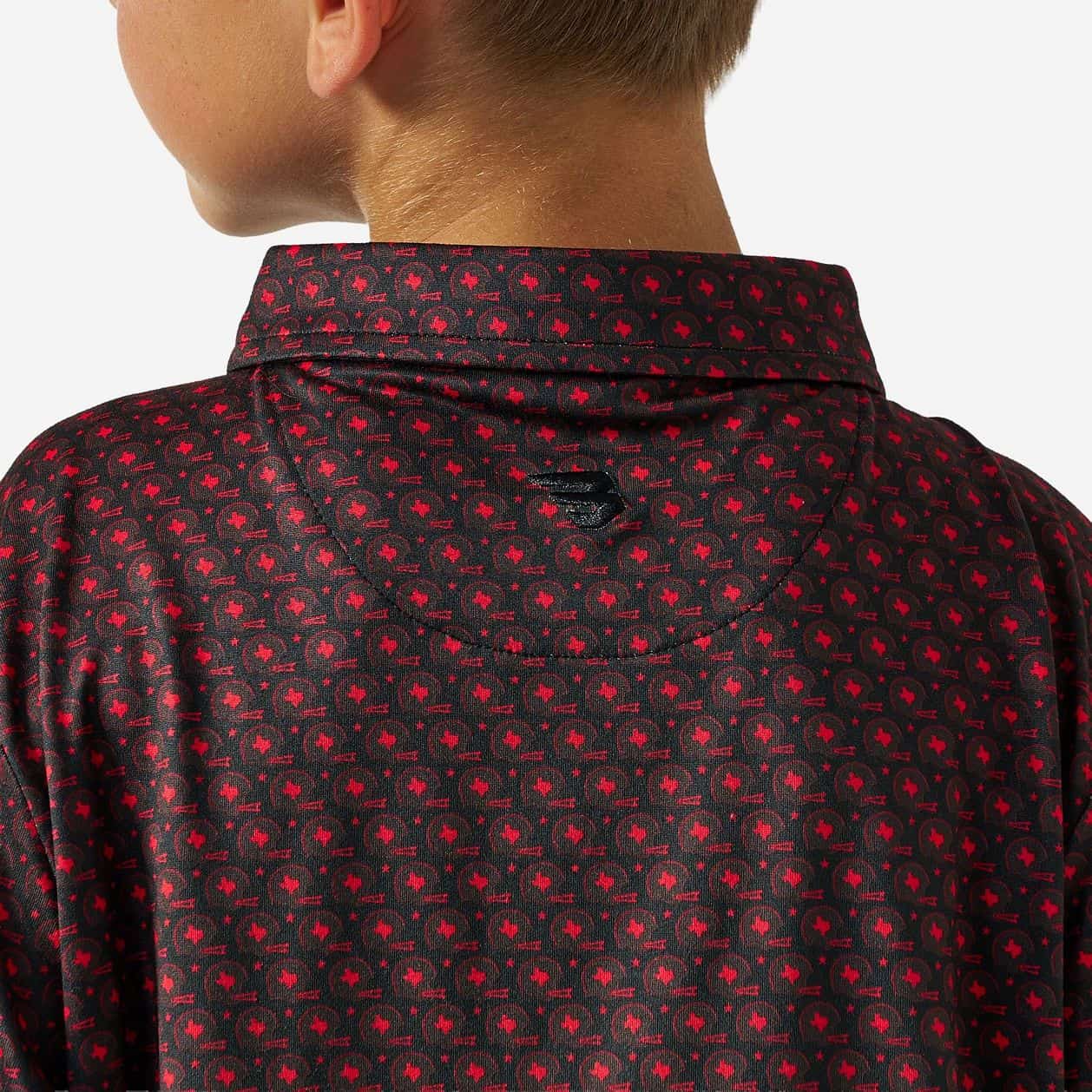 Youth Performance Polo - Vintage Helmets - Black and Red - Image 5