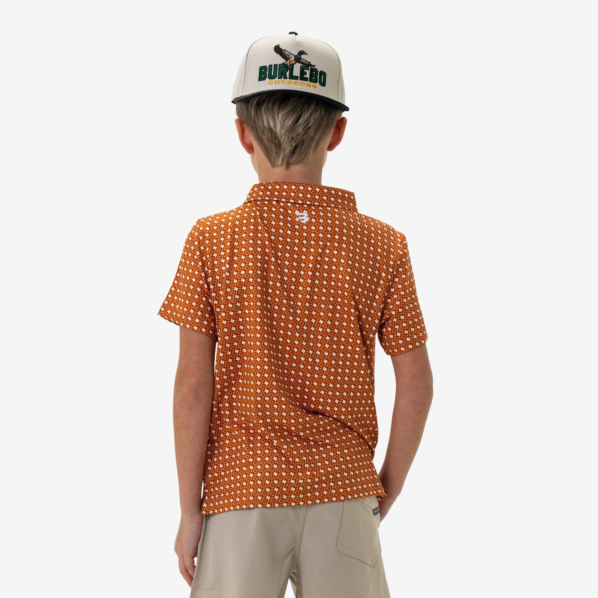 Youth Performance Polo - Texas - Orange & White - Image 5