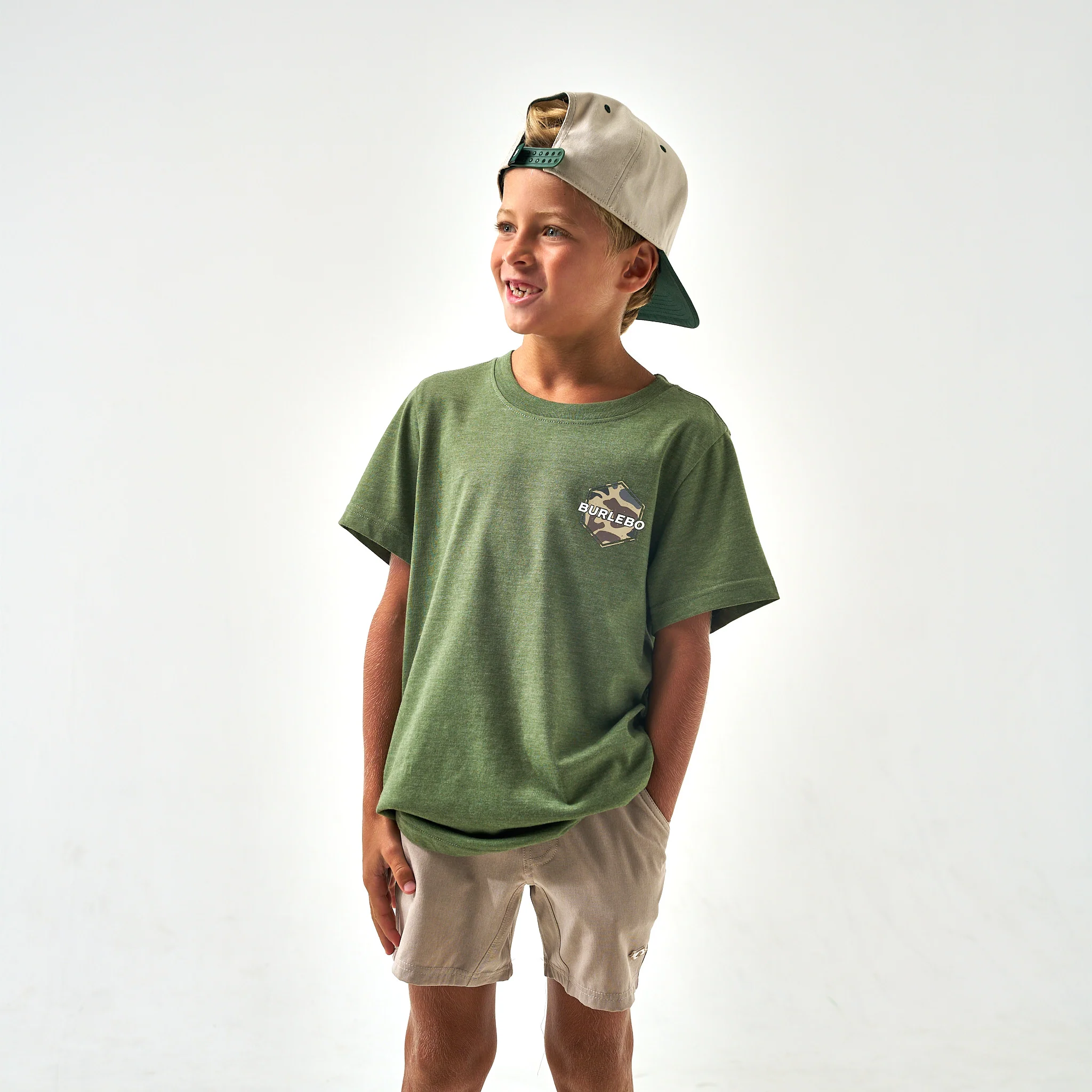 Youth Short Sleeve Tee - Rad Dude Deer Camo - Heather Olive - Image 3